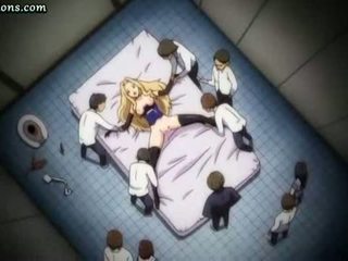 Tied opp anime blond squirting