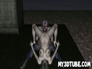 3D zombie babe getting licked and fucked outdoors