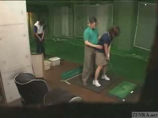 Very hands on Japanese golf lesson