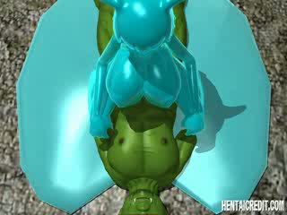3d demon girl with four Melons rides