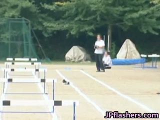 Asian Amateur Inside Without A Stitch On Track And Field Alfresco