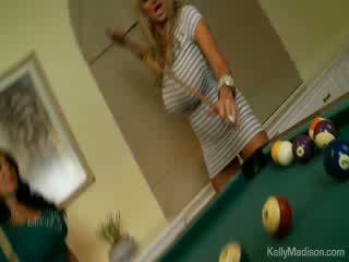 Hot babes fucked in the billiard room