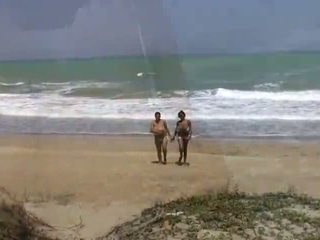 see lesbians, nice shaved pussy, great beach