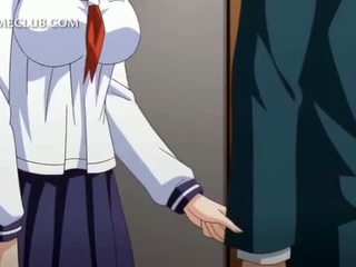Anime tüdruk sisse vormiriietus blowing suur riist