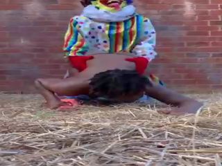 Gibby The Clown fucks ebony in a barn