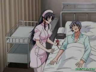 Hentai nurse watching her patient fucked in the hospital room