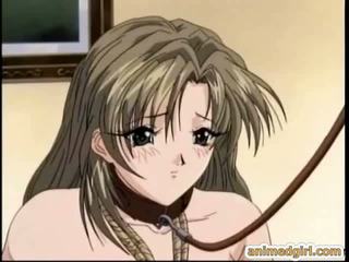Bondage anime with gagging gets vibrator in her ass and pussy
