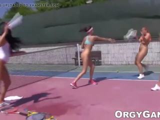 Teens Participate in Outdoor Lesbian Orgy after Tennis