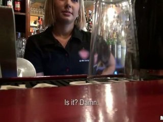Pretty barmaid fucked with a pervert g...