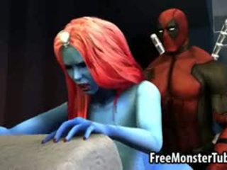 Blue 3D Cartoon Babe Getting Fucked By Deadpool