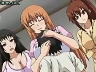 Velký titted anime babes licking