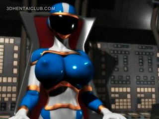Mare boobed animat hero super fierbinte în stramt costum